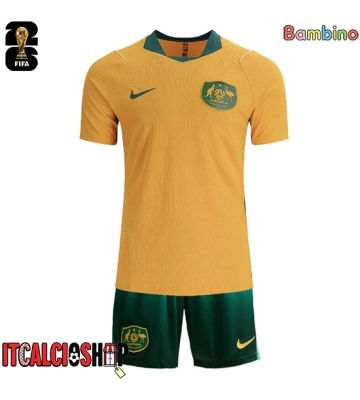 Australia Prima Maglia Bambino Mondiali 2026 Manica Corta (+ Pantaloni corti)